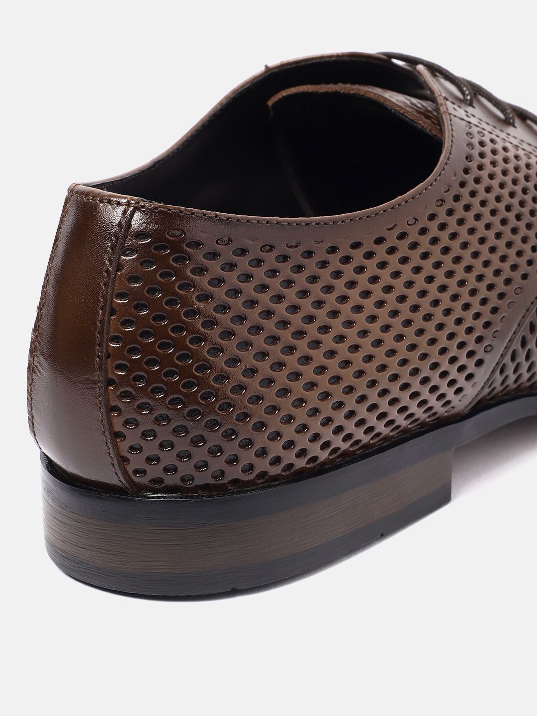 House of Pataudi Men Perforated Detailing Formal Derbys