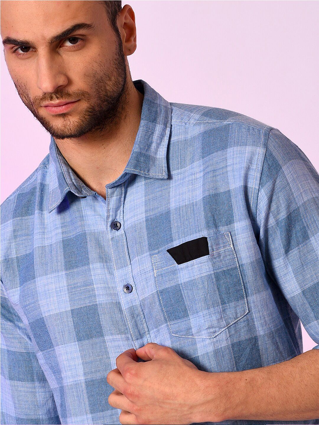 Campus Sutra Spread Collar Classic Checked Cotton Casual Shirt