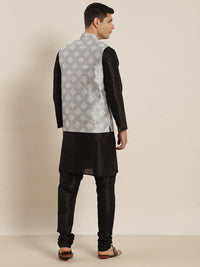 SOJANYA Mandarin Collar Regular Kurta With Churidar & Nehru Jacket
