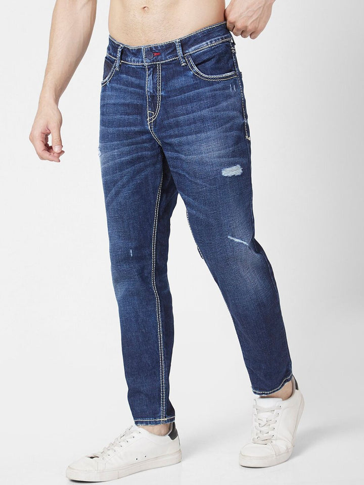 SPYKAR Men Cotton Kano Slim Fit Low Distressed Light Fade Jeans