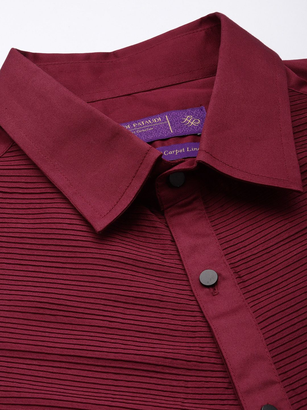 House of Pataudi Pure Cotton Pleated Opaque Party Shirt