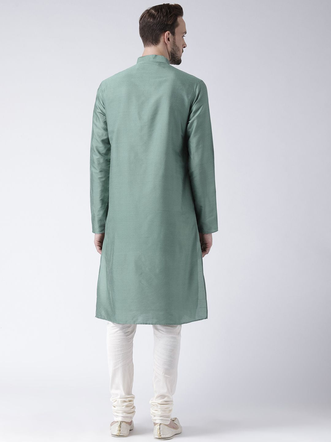 KISAH Men Green Solid Straight Kurta