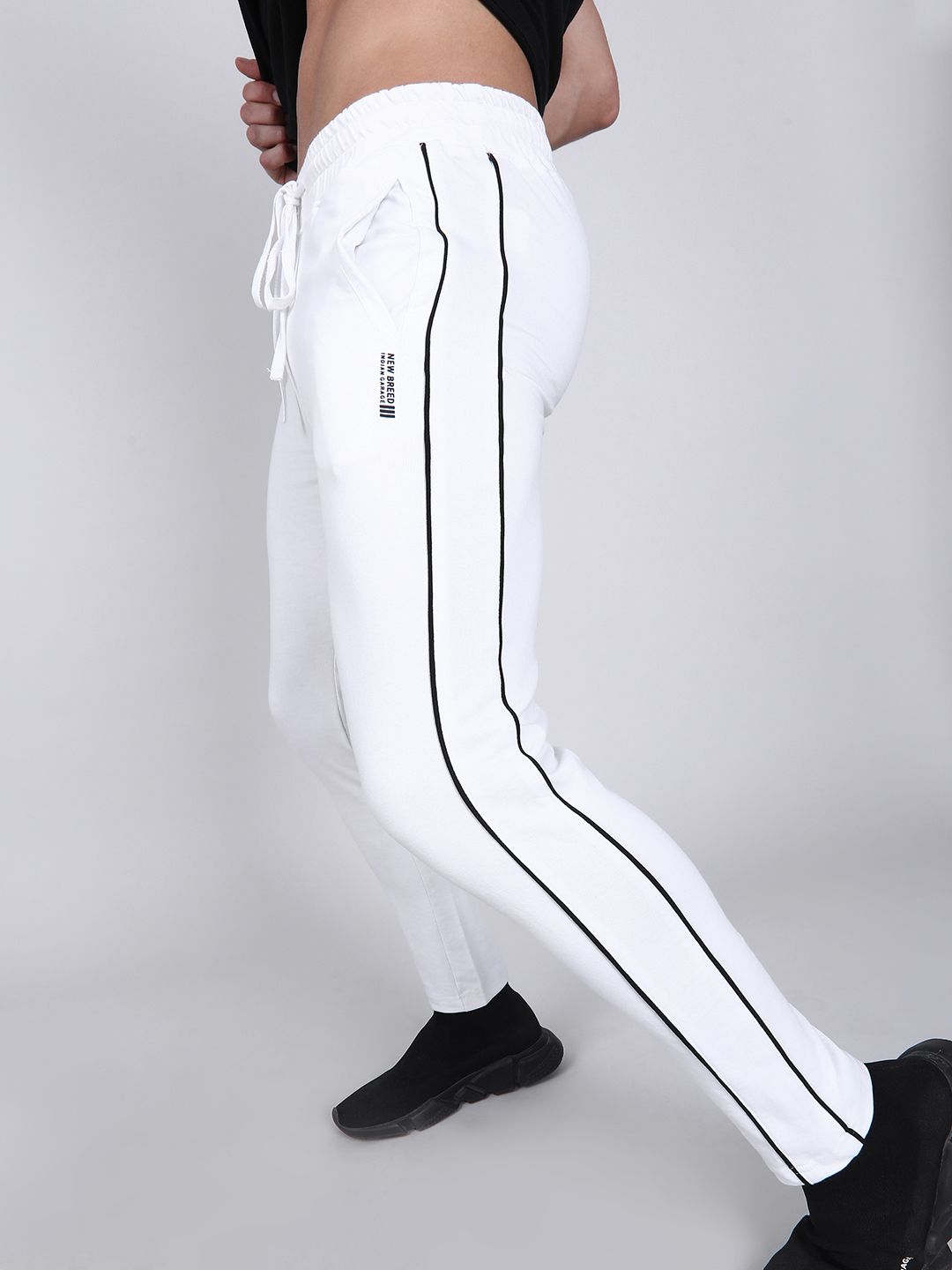 The Indian Garage Co Men White Solid Slim-Fit Joggers
