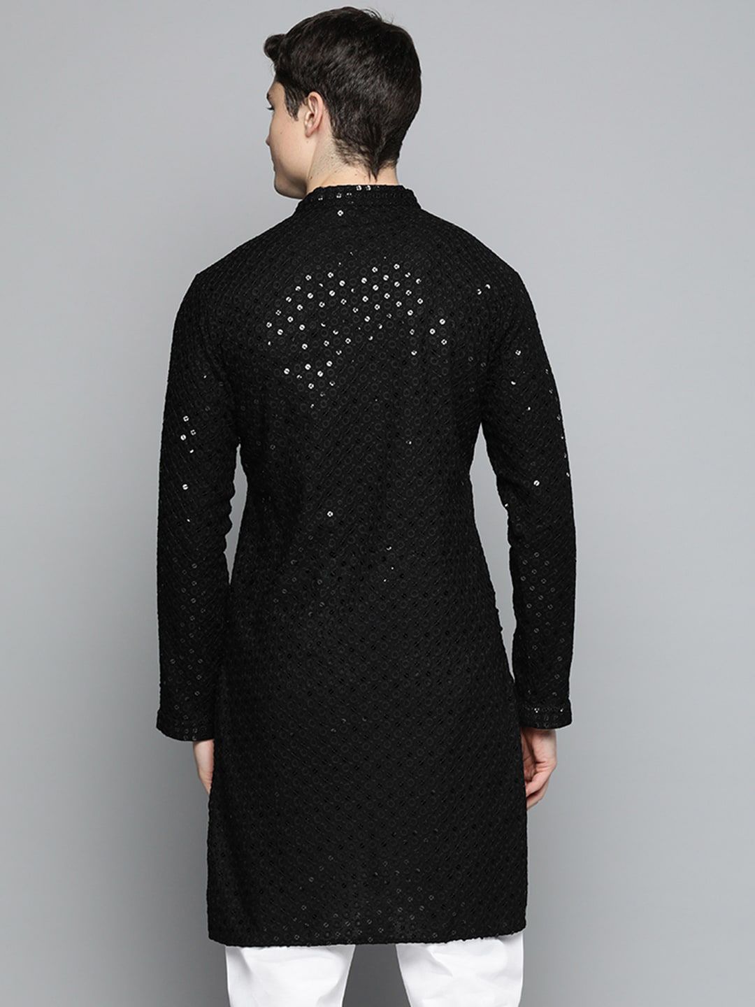 Jompers Men Mandarin Collar Embellished Cotton Kurta