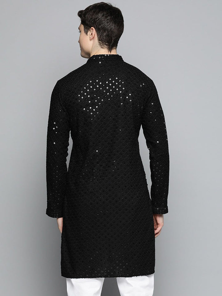 Jompers Men Mandarin Collar Embellished Cotton Kurta