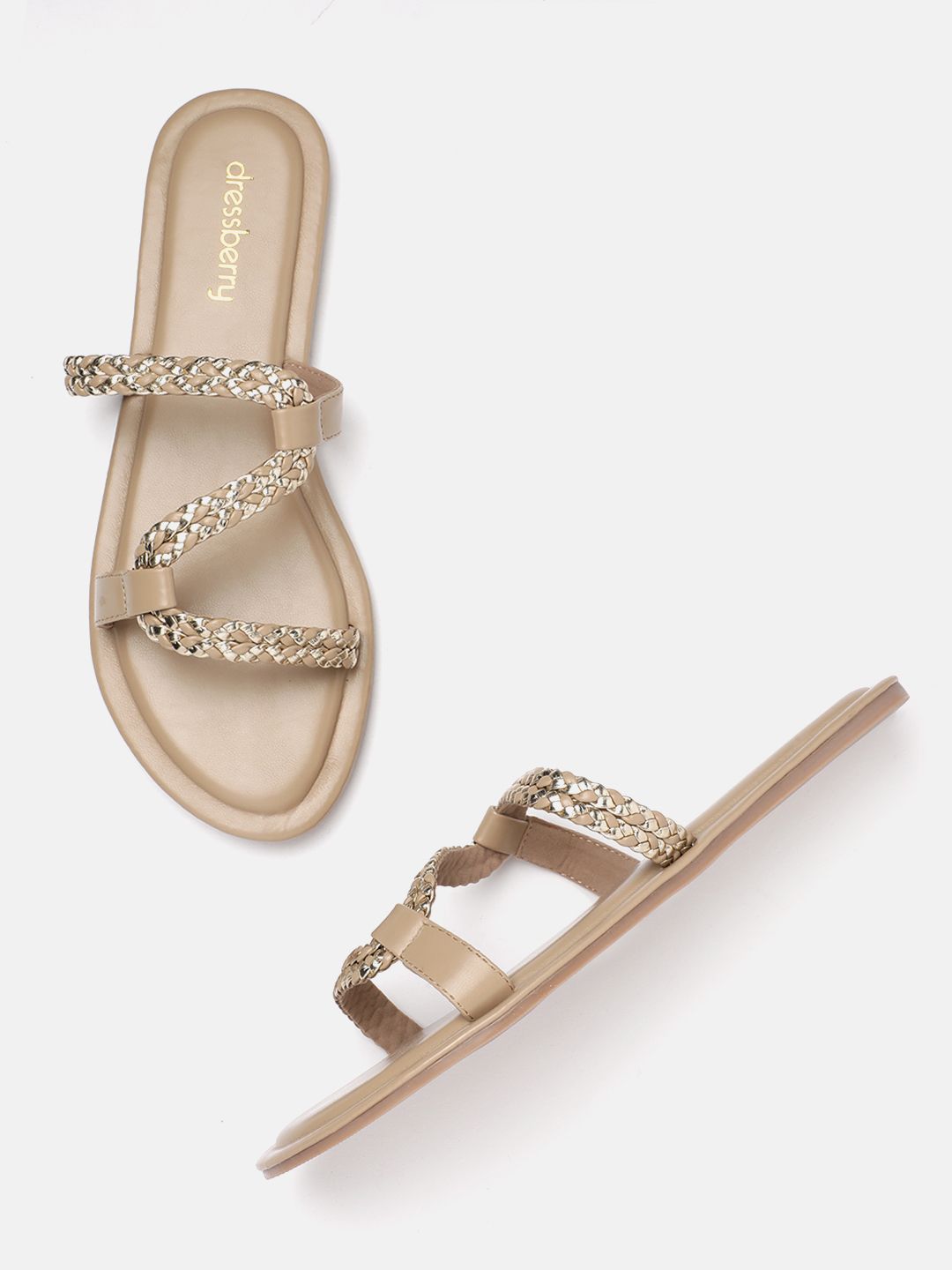 DressBerry Women Striped Open Toe Flats