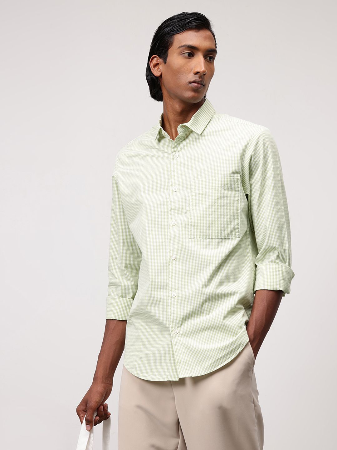 ether Classic Fit Gingham Checks Pure Cotton Shirt