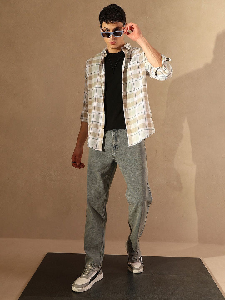DENNISON Spread Collar Checked Casual Shirt