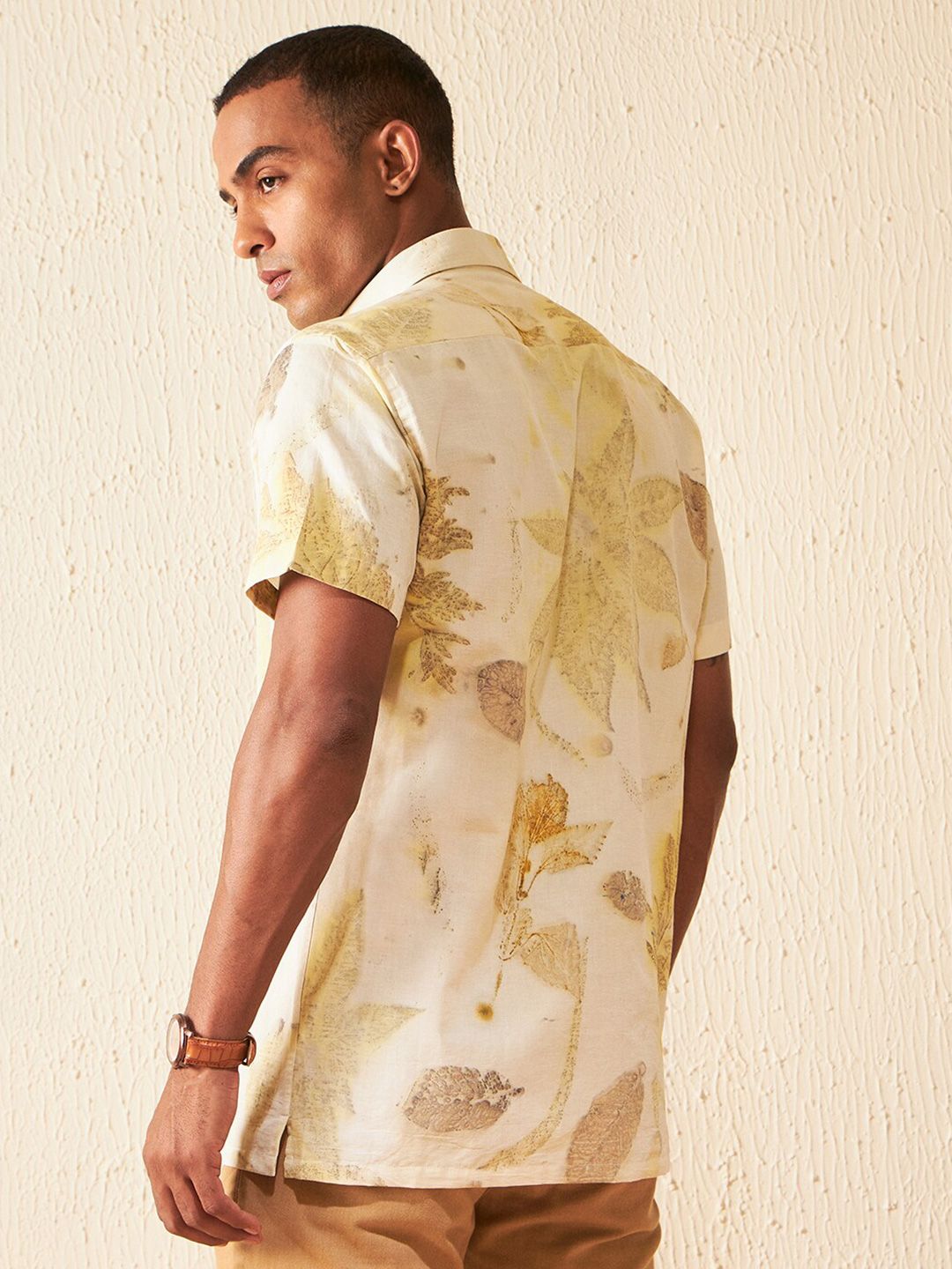 DENNISON Smart Fit Floral Printed Casual Hemp Shirt