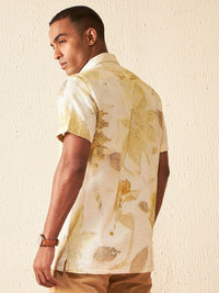 DENNISON Smart Fit Floral Printed Casual Hemp Shirt