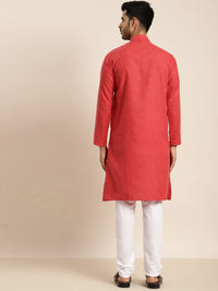 Anug by SOJANYA Men Red Dobby Kurta