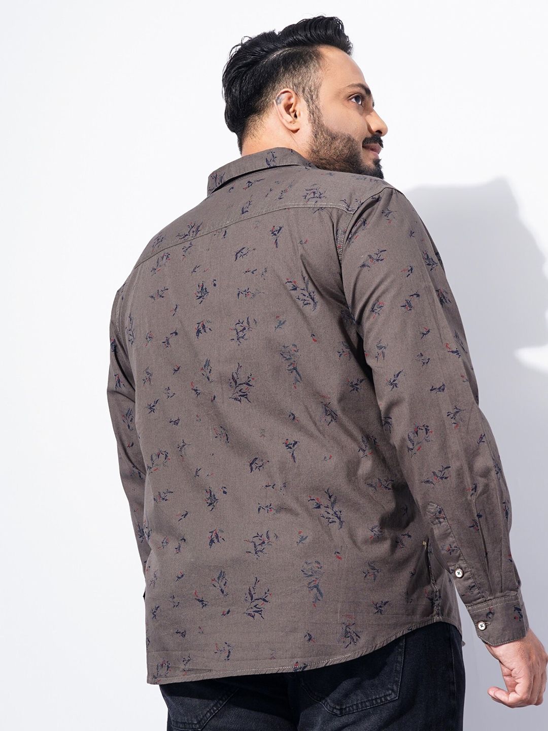 The Indian Garage Co Plus Size Floral Printed Cotton Casual Shirt