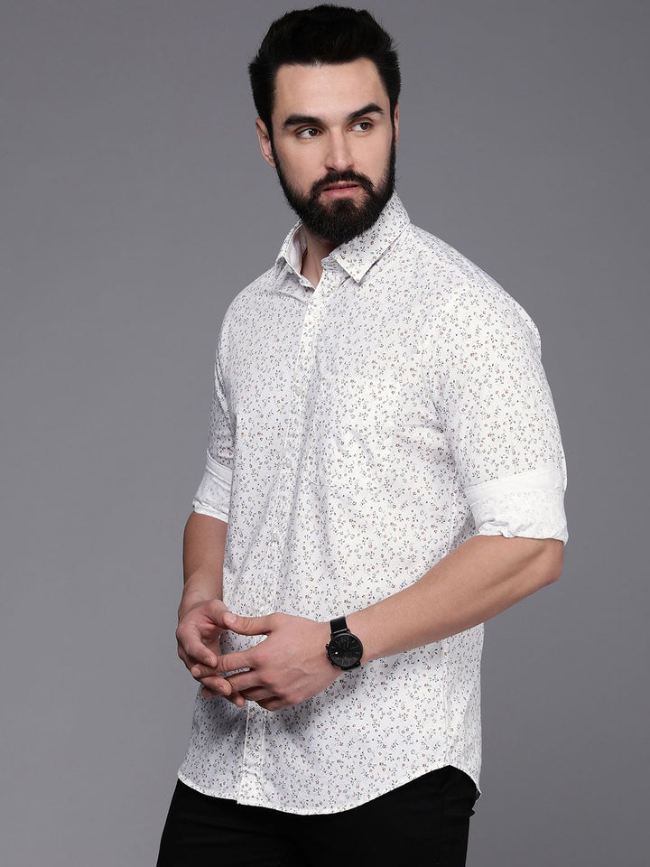 Raymond Men Slim Fit Floral Printed Pure Cotton Casual Shirt