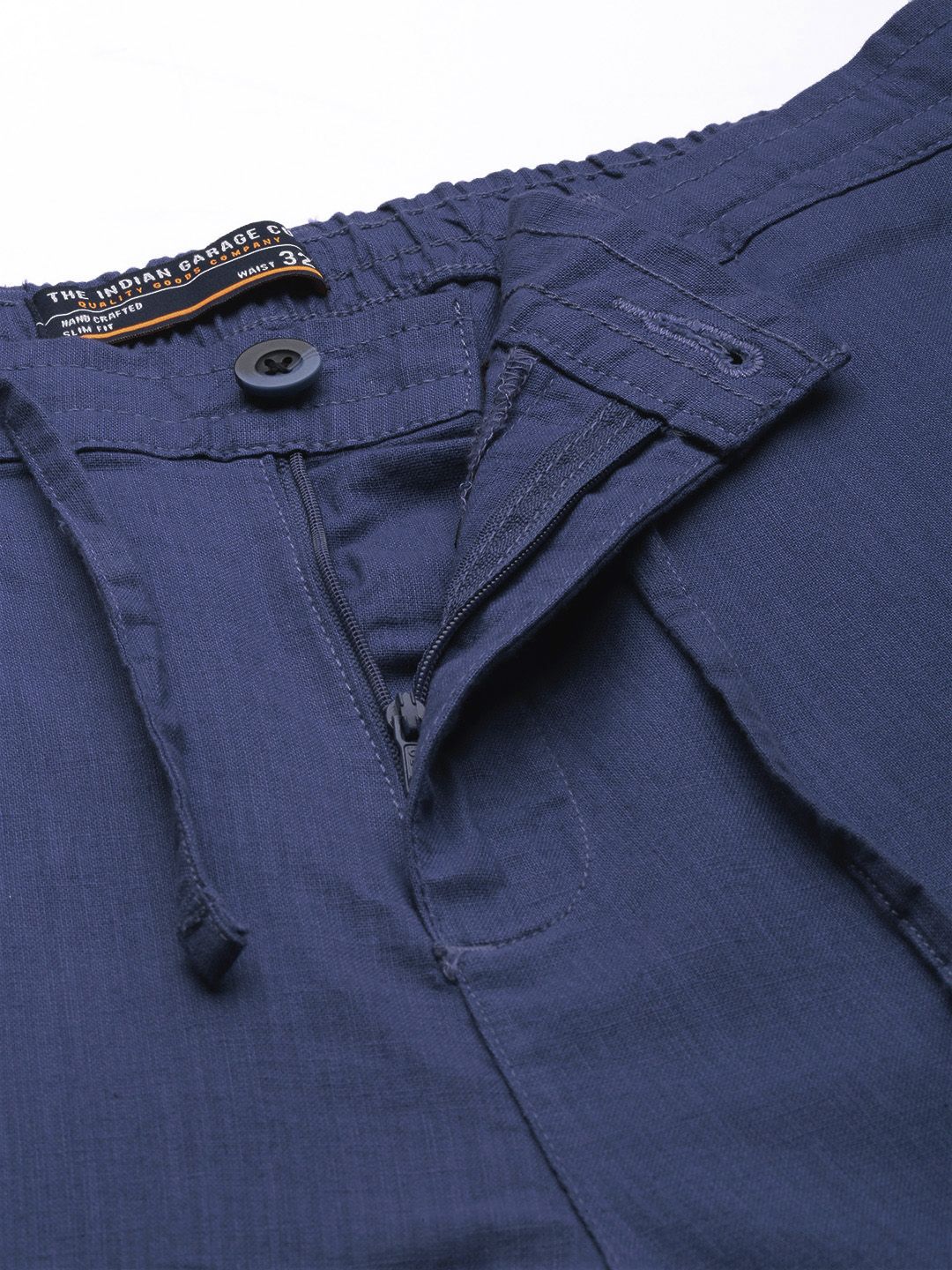 The Indian Garage Co Men Blue Slim Fit Trousers