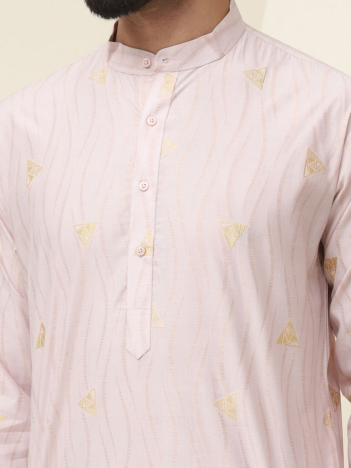 SOJANYA Kurta Kolar Mandarin Cotton Silk Design Tenunan Geometrik