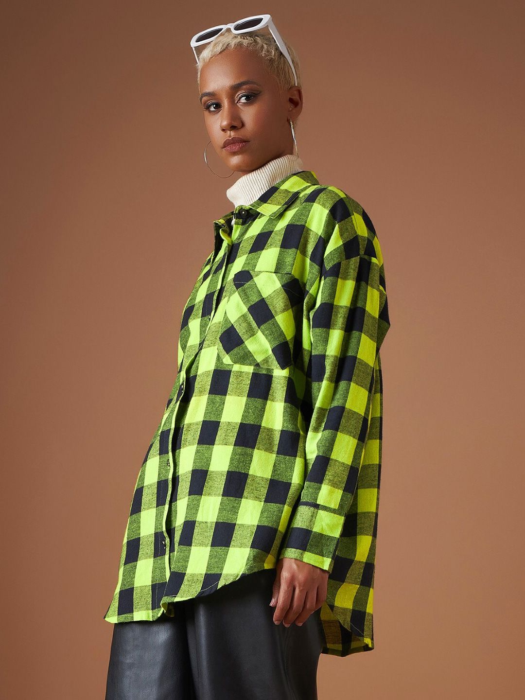 SASSAFRAS Buffalo Checked Oversized Casual Pure Cotton Shacket