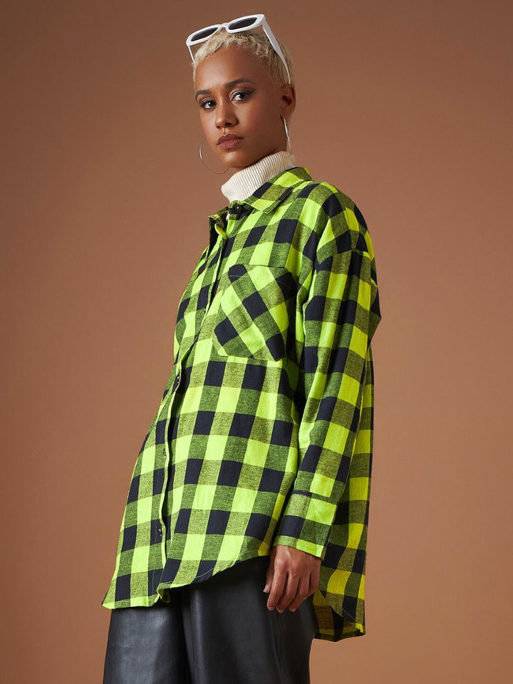 SASSAFRAS Buffalo Checked Oversized Casual Pure Cotton Shacket