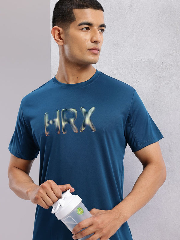 HRX oleh logo jenama Hrithik Roshan dicetak T-Shirt Latihan Rapid-kering