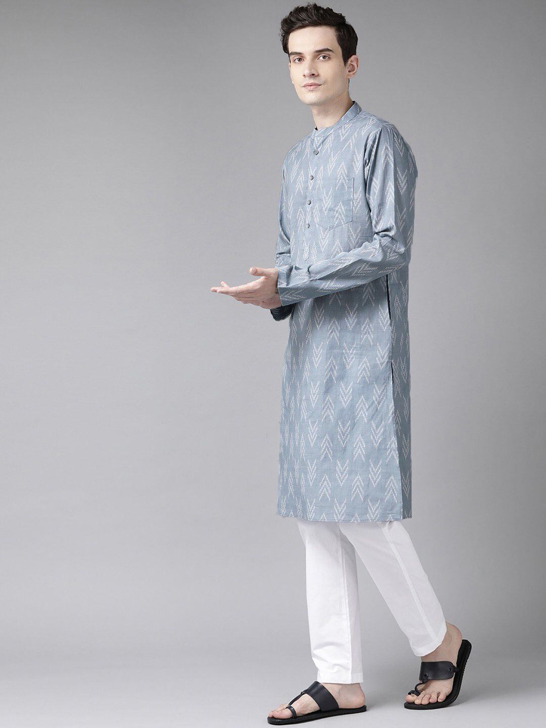 See Designs Men Grey Printed Kurta