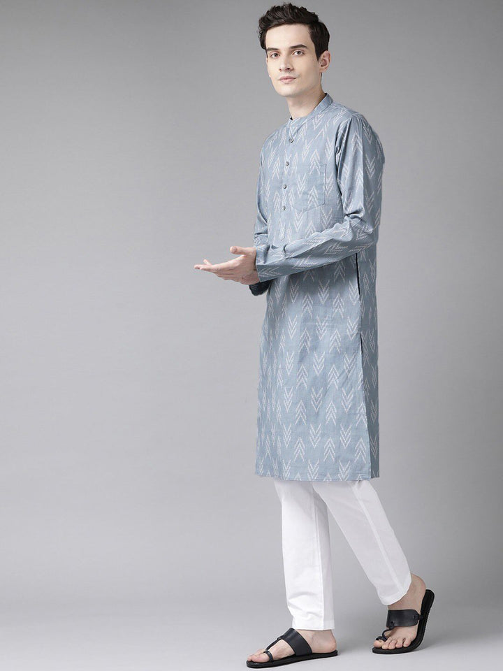 See Designs Men Grey Printed Kurta