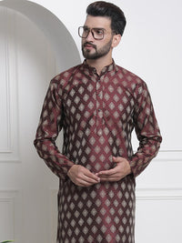 SOJANYA Ethnic Motifs Woven Design Mandarin Collar Straight Kurta