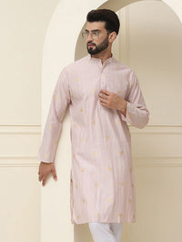 SOJANYA Geometric Embroidered Mandarin Collar Cotton Silk Straight Kurta