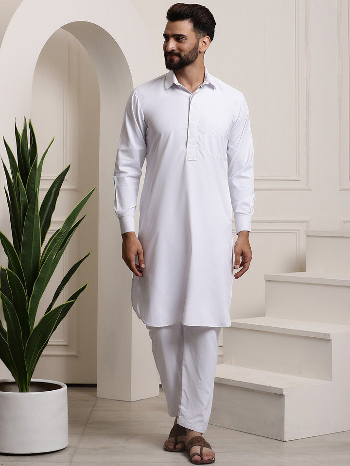 SOJANYA Shirt Collar Pure Cotton Pathani Kurta With Salwar