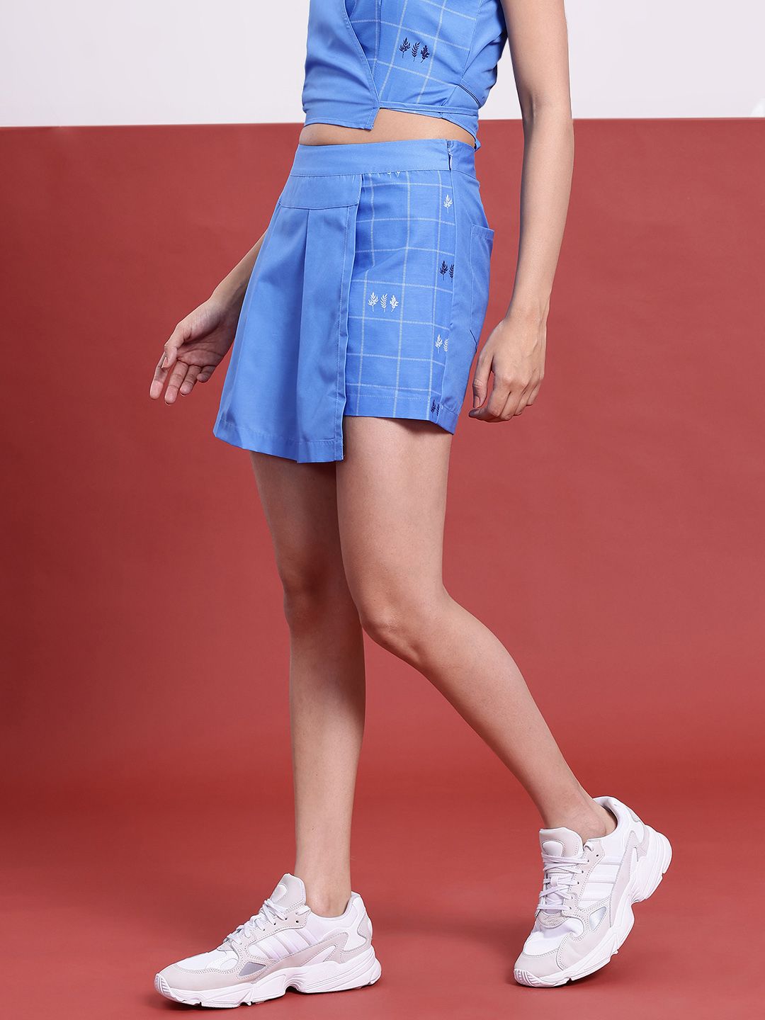 DressBerry Pleated Pixie Checkered Mini Skorts