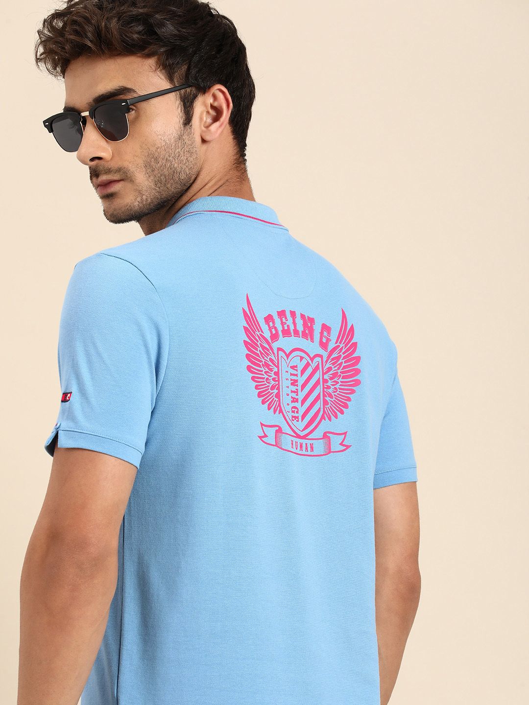 Being Human Printed Polo Collar Pure Cotton T-shirt