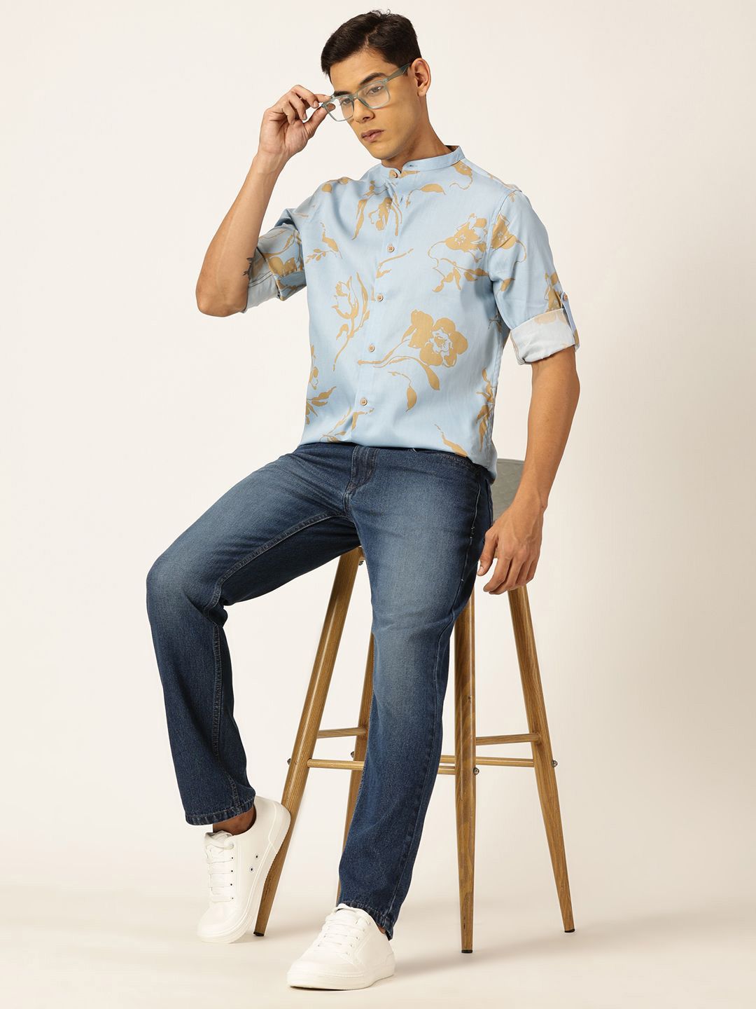 Thomas Scott Premium Slim Fit Floral Opaque Printed Cotton Casual Shirt