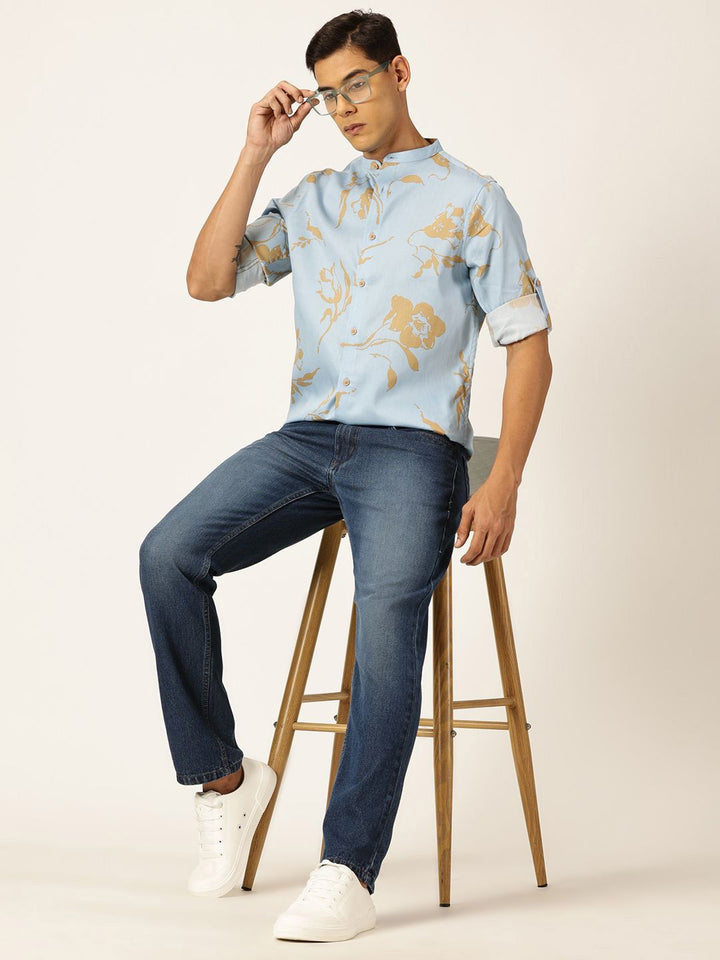Thomas Scott Premium Slim Fit Floral Opaque Printed Cotton Casual Shirt