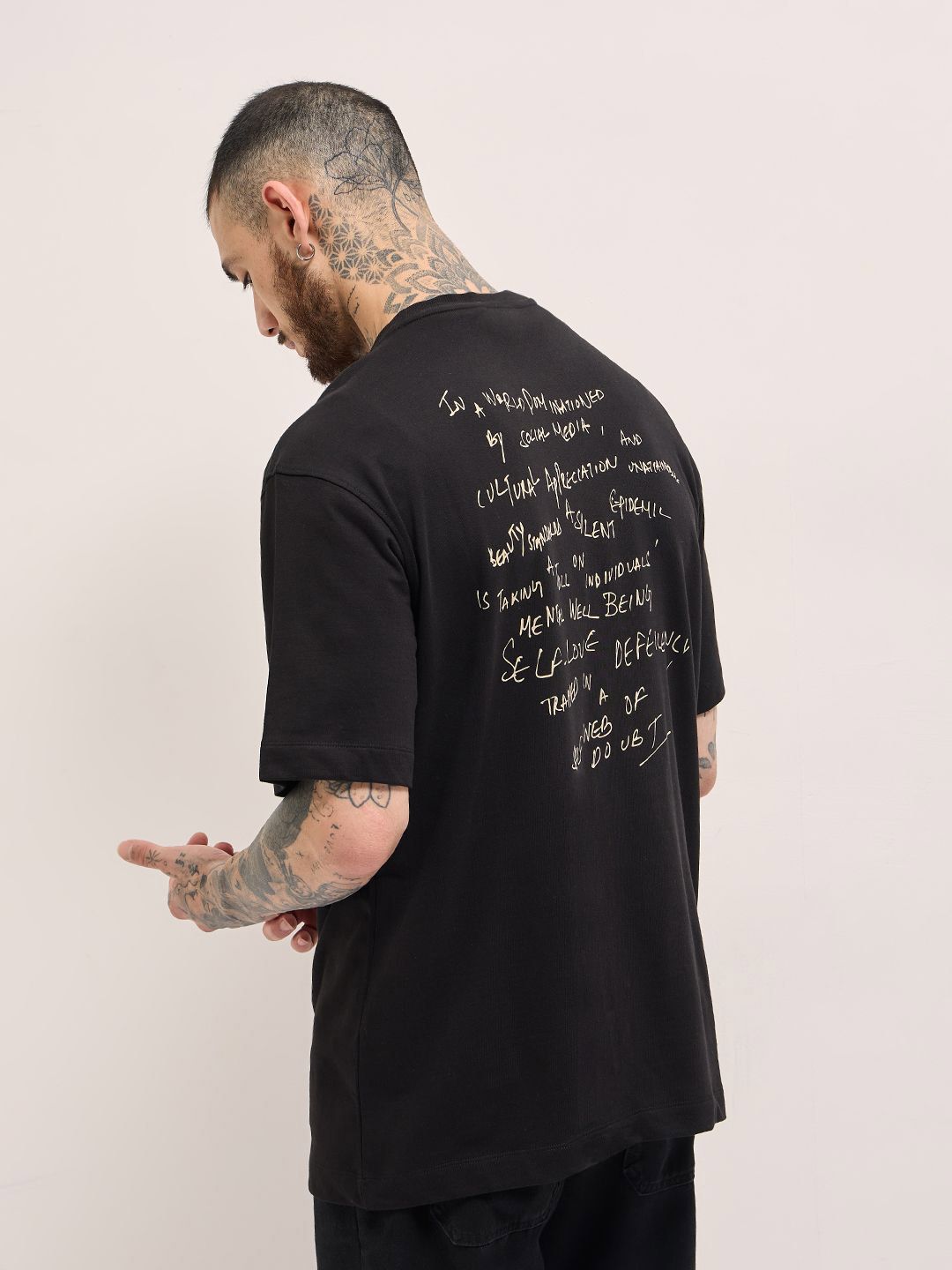 Tipografi Lelaki Bear House dicetak kapas leher bulat santai t-shirt
