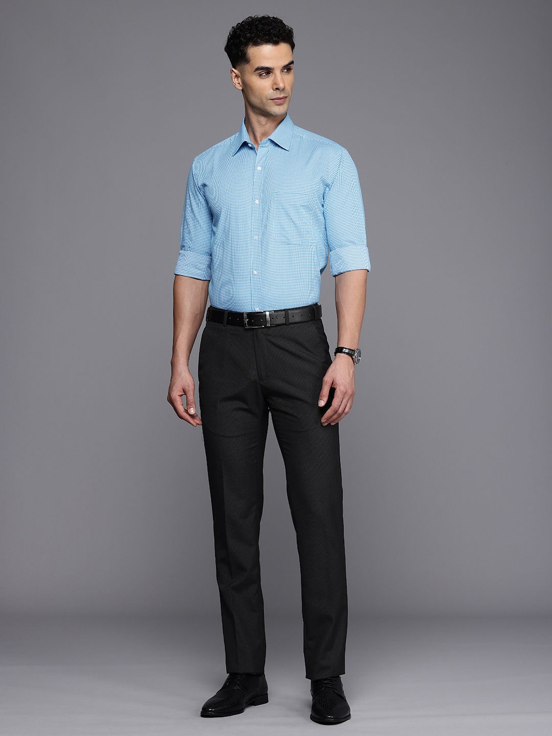 Raymond Men Checked Slim Fit Formal Trousers