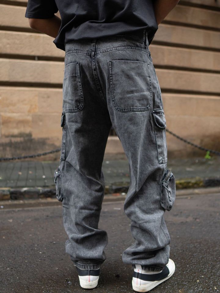Powerlook Men Cotton Loose Baggy Fit Cargo Trousers