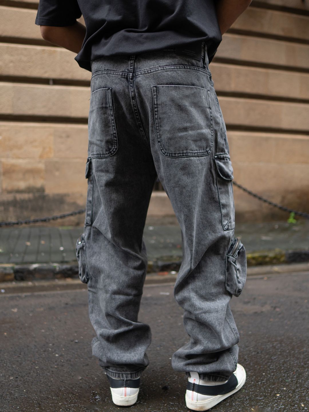 Powerlook Men Cotton Loose Baggy Fit Cargo Trousers