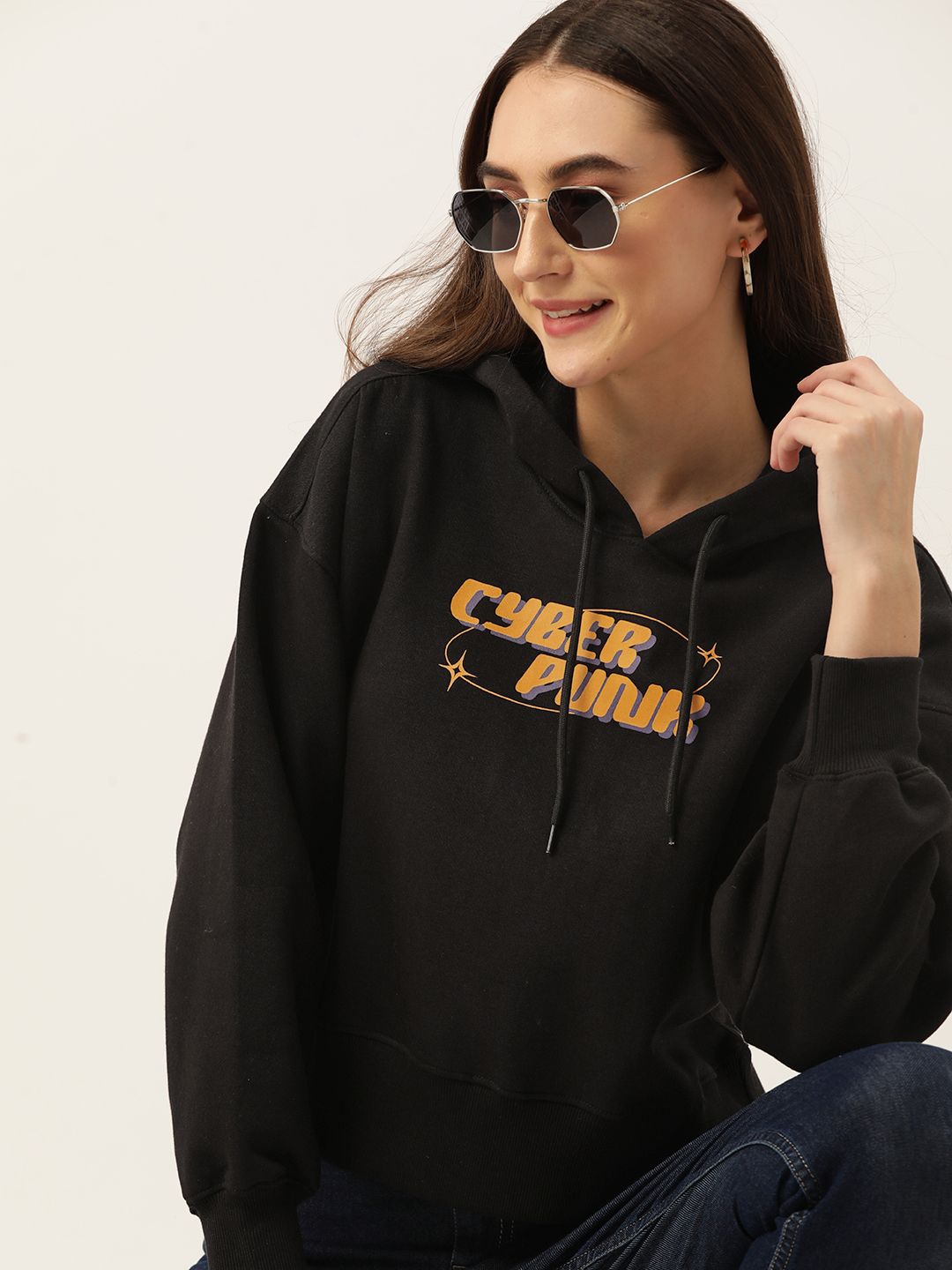 DressBerry Women Printed Hooded Sweatshirt