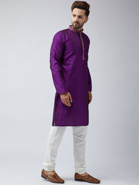 SOJANYA Men Purple Embellished Straight Kurta