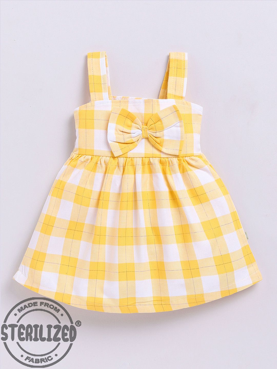 Moms Love Infant Girls Cotton Checked Fit & Flare Dress