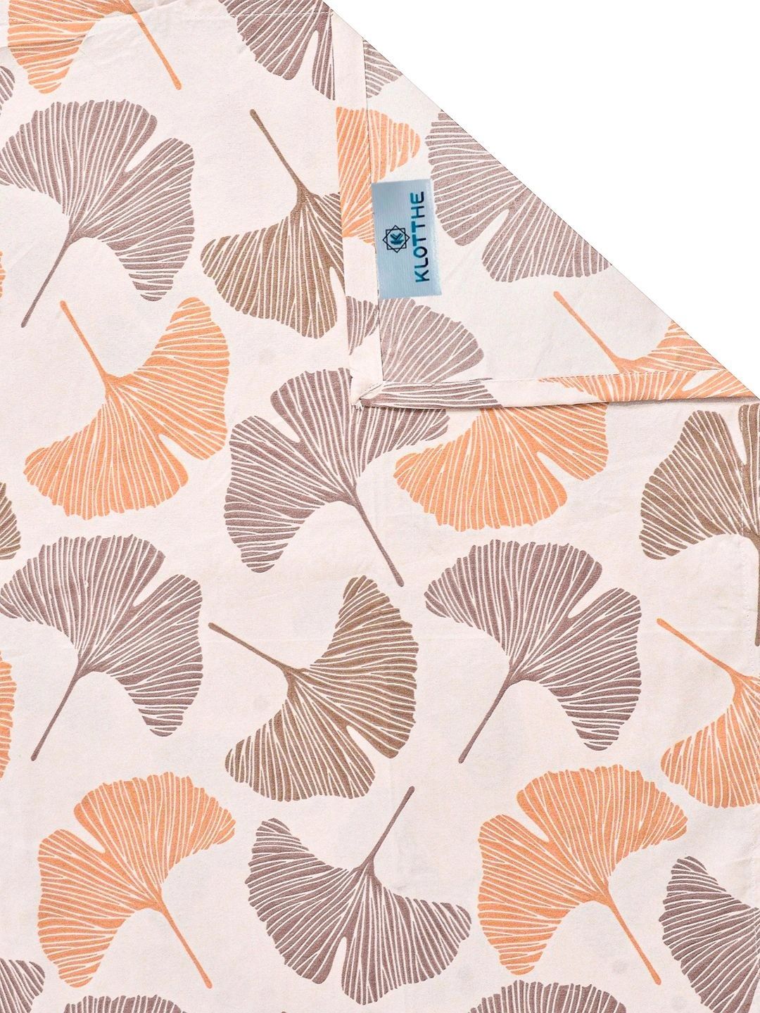 KLOTTHE Beige & Orange Floral 300 TC King Bedsheet with 2 Pillow Covers