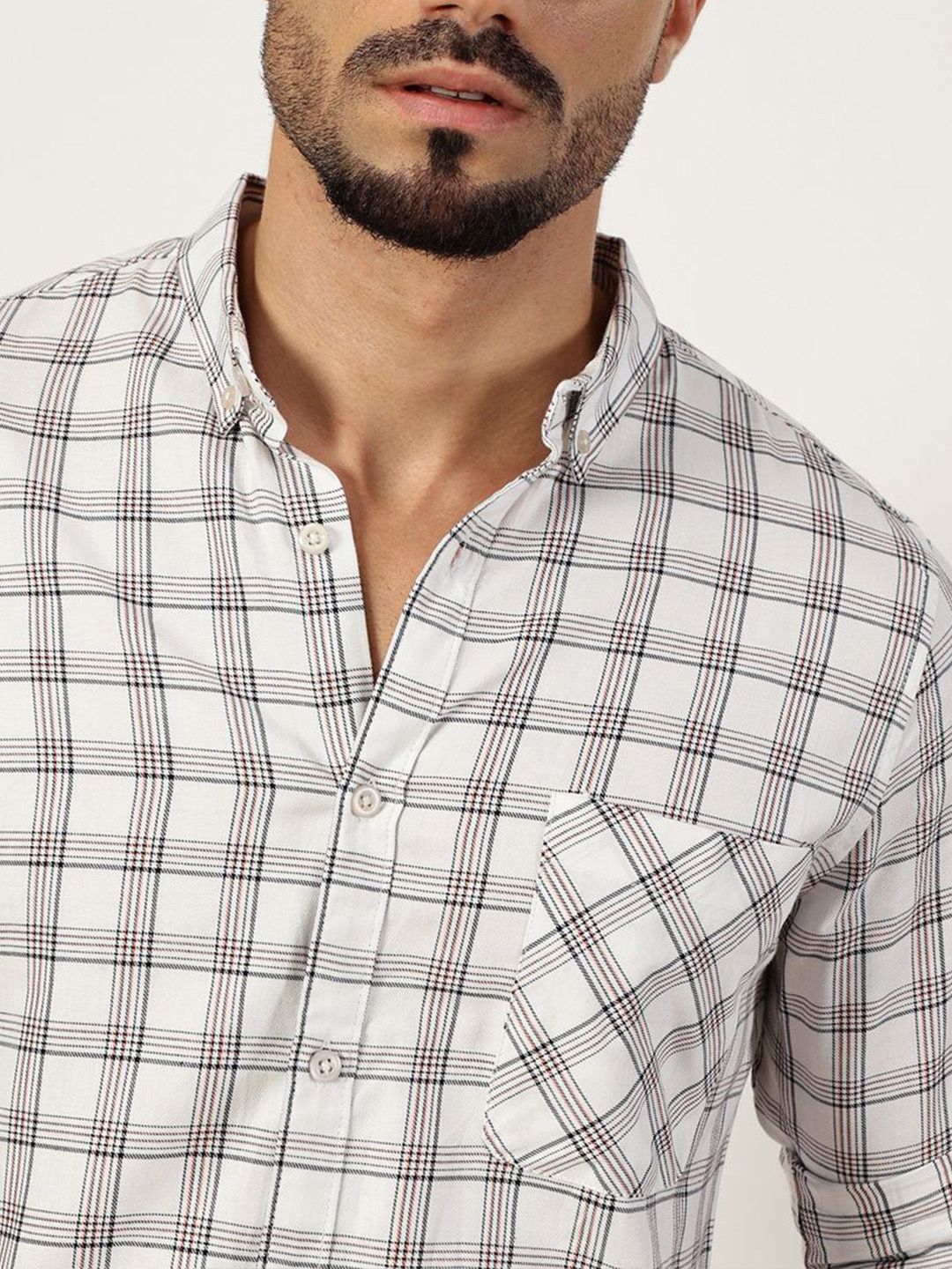 Thomas Scott Men Premium Slim Fit Opaque Checked Casual Shirt