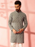Anouk Geometrik Benang Sulam Kerja Kapas Kurta Lurus