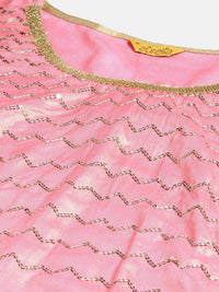 AURELIA Women Pink Sequin Embroidered Kurta with Sharara