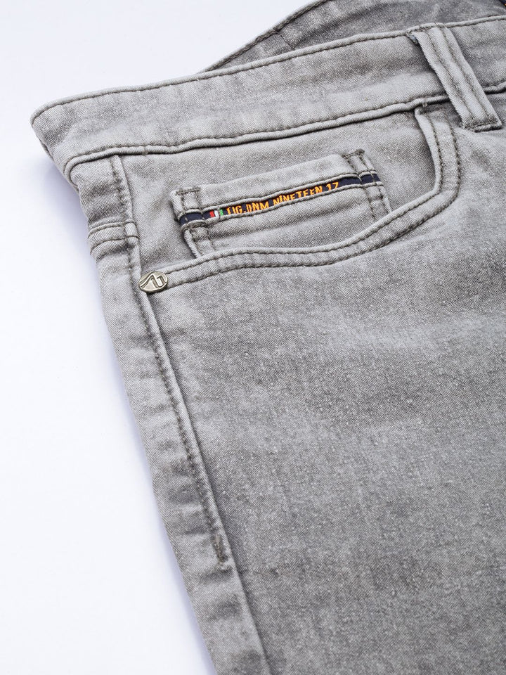 The Indian Garage Co Men Grey Slim Fit Light Fade Stretchable Jeans