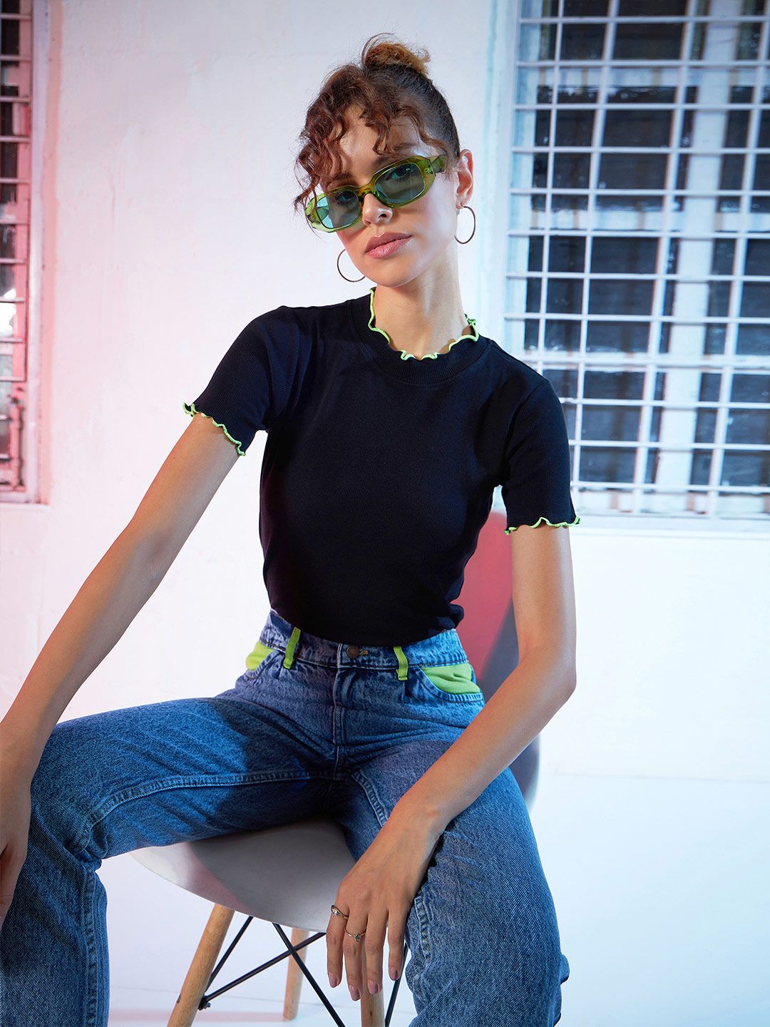 SASSAFRAS Black High-Neck Top