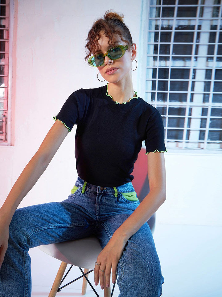 SASSAFRAS Black High-Neck Top
