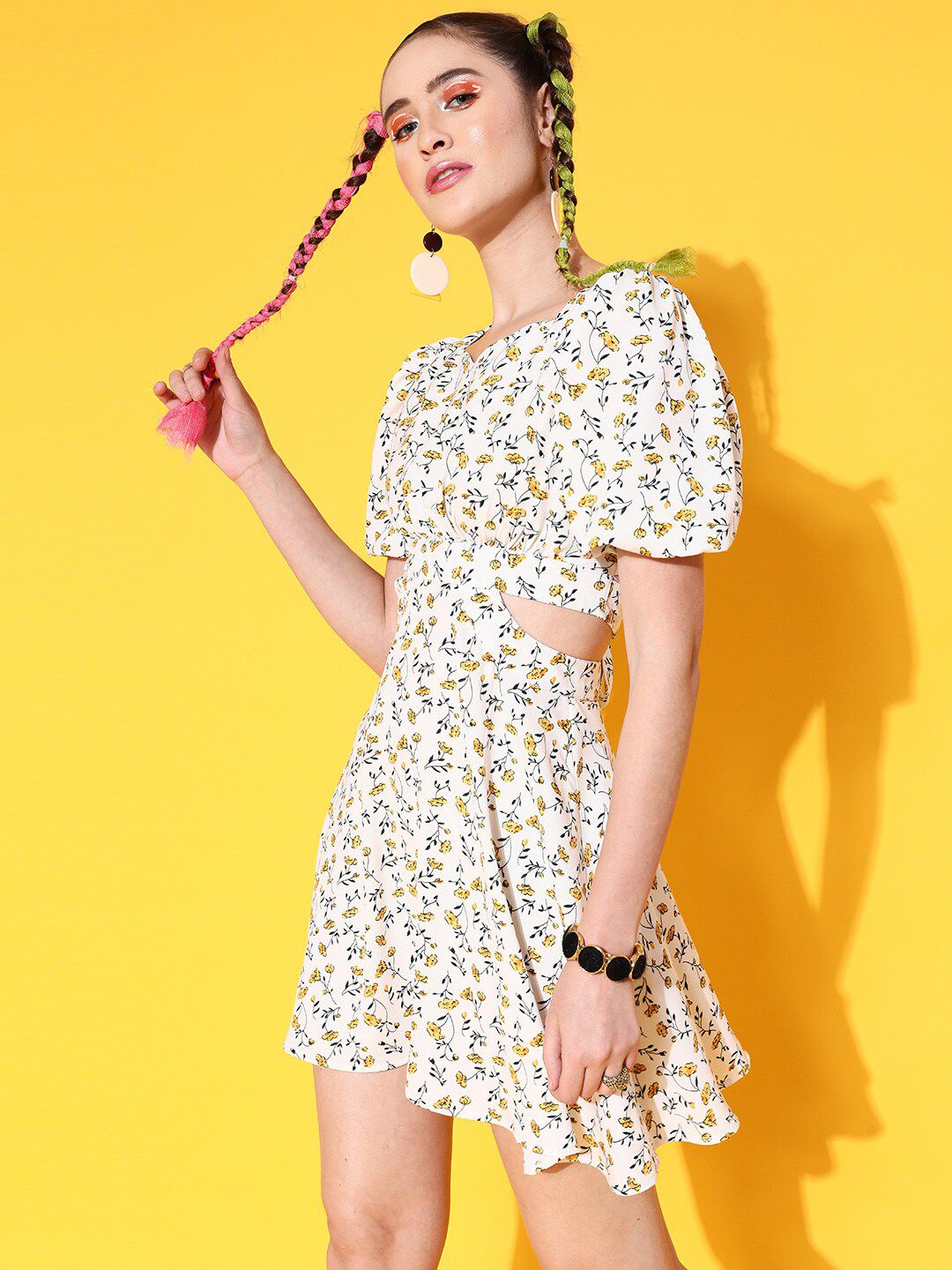 STREET 9 Women Bright Yellow Conversational Dress