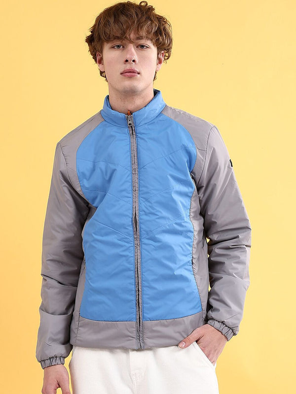The Indian Garage Co Men Colourblock Zip-Front Regular Fit Bomber Jacket