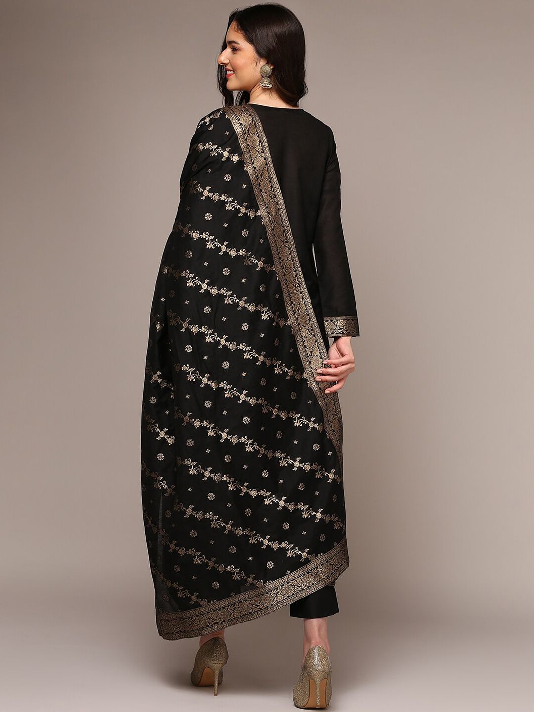 KALINI Sweetheart Neck Ethnic Motifs Regular Kurta with Trousers & With Dupatta