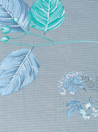 KLOTTHE Blue Floral Printed 400 TC Pure Cotton Cotton Double Bedsheet dengan 2 Sarung Bantal