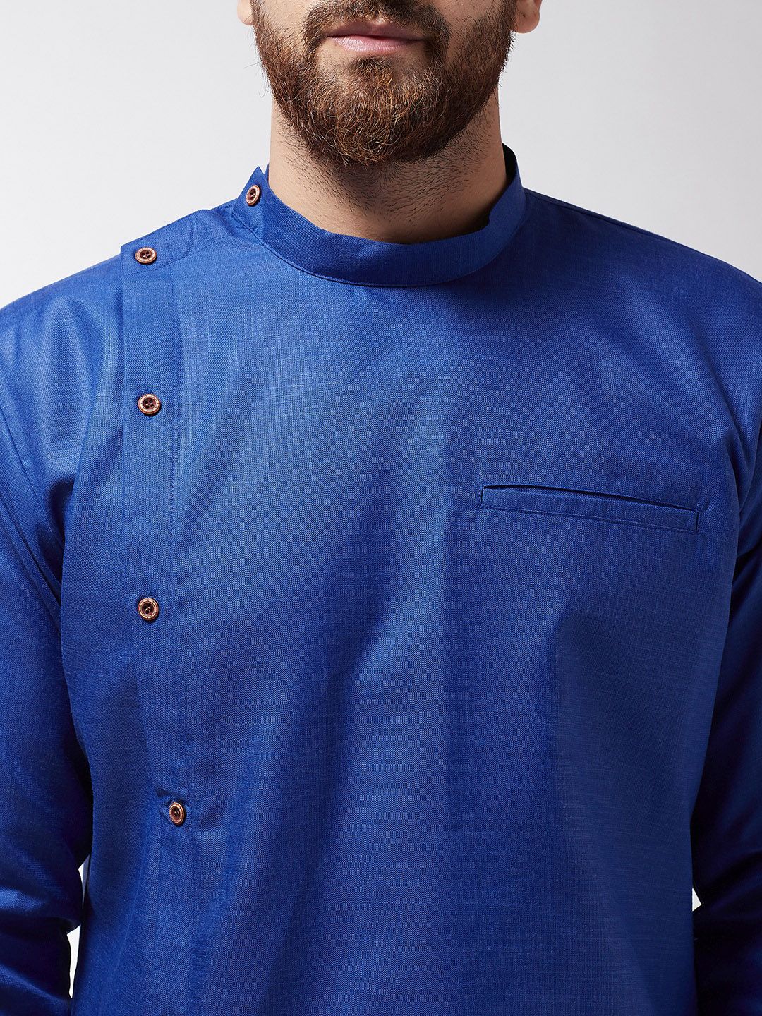 SOJANYA Lelaki Biru Solid Asymmetric Kurta